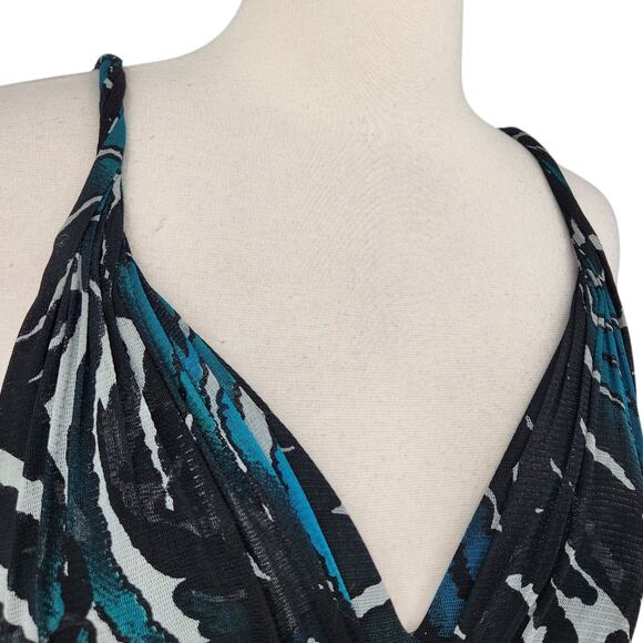 Vintage 90s Alberto Makali Embellished Abstract Print Net Tulle Party Dress - Picture 6 of 8